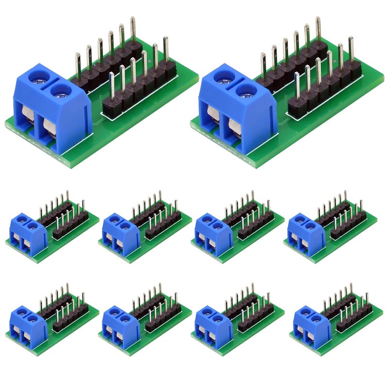 Teansic 10PCS 2x6 Position Terminal Block Distribution Module,2-Pin Screw Terminal to 2.54mm Pitch Dupont Connector for Secure Wiring - DIY Electronics, Prototyping, and Arduino Projects - Image 1
